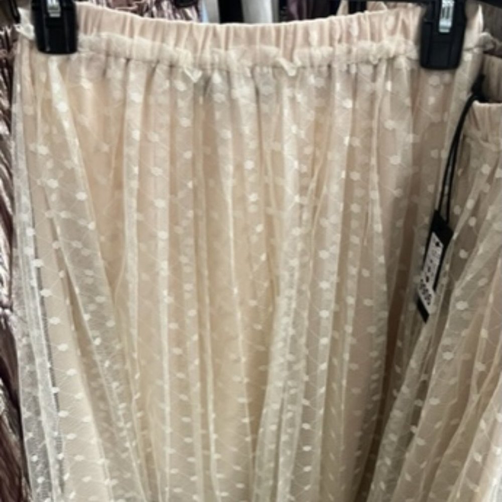 Polka Dot Print Long Double Layer Skirt